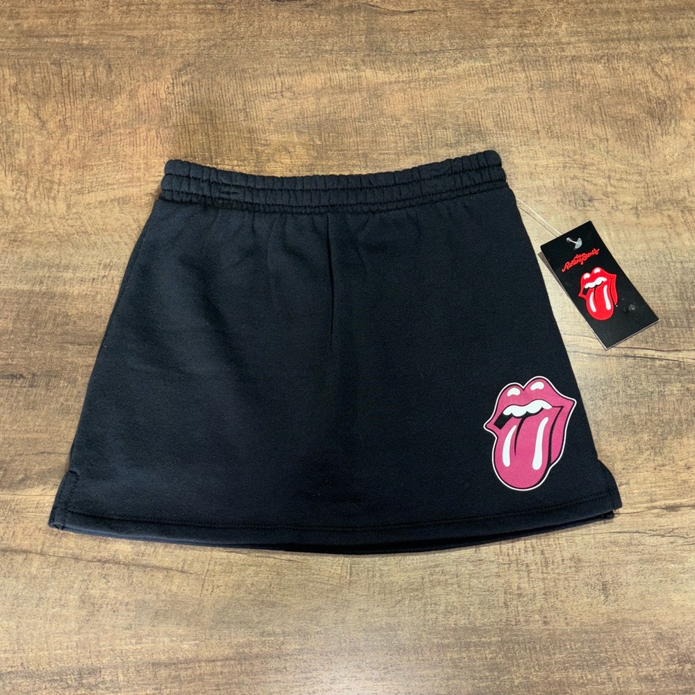 The Rolling Stones Girls Black Logo Sweat Skort M(7/8) nwt